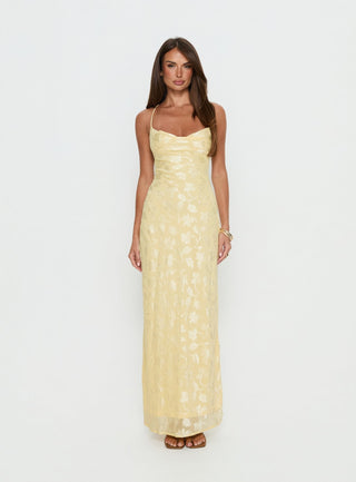 Celena Maxi Dress Lemon Burnout