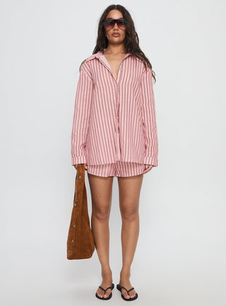 Chloe Set Pink  Brown Stripe