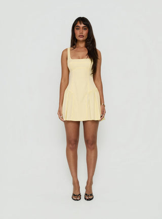Lelouise Tie Back Mini Dress Butter Yellow