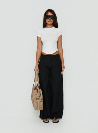 Valentinna Short Sleeve Curved Hem Top White