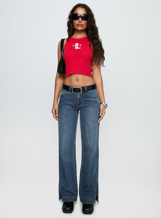 Dog Days Mid Rise Straight Leg Jeans Dark Blue Wash