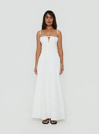 Loralei Shirred Maxi Dress White
