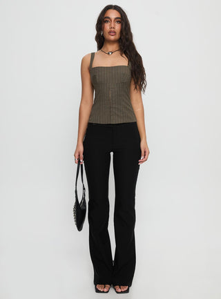 Nylen Tailored Suiting Top Brown Pinstripe
