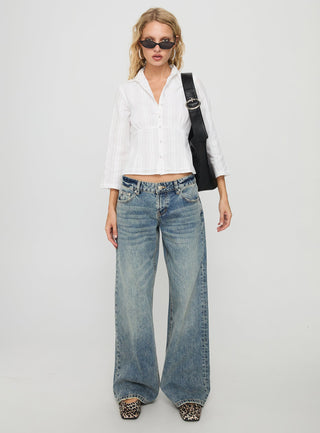 Taelynn 34 Sleeve Button Up Shirt White