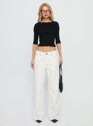 Top Model Low Rise Straight Leg Jeans Porcelain