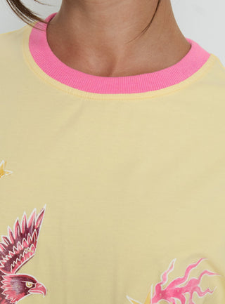 Wild Light Oversized Graphic Tee Yellow  Pink