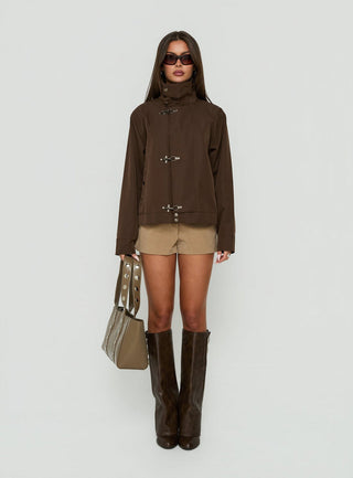Imanie Funnel Neck Jacket Chocolate