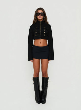 Stage Left Cropped Military Jacket Black