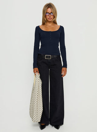 Supercut Low Rise Baggy Pleat Jeans Washed Black