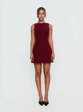 Alfalfa Corduroy Mini Dress Cherry