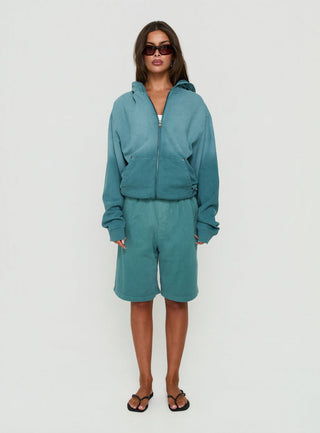 Fleece Baggy Jort Washed Teal