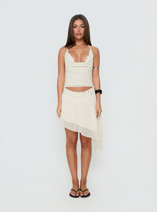 Gemmina Halter Sequin Top Cream