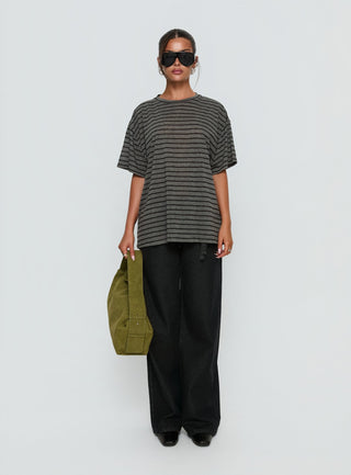 Zaydee Oversized Tee Grey  Black Stripe