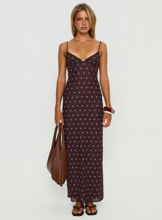 Glass Half Full Mesh Maxi Dress Plum  Pink Polka Dot