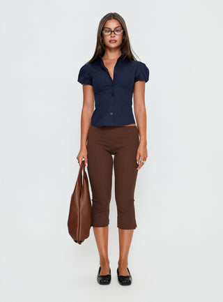 Academia Puff Sleeve Top Navy