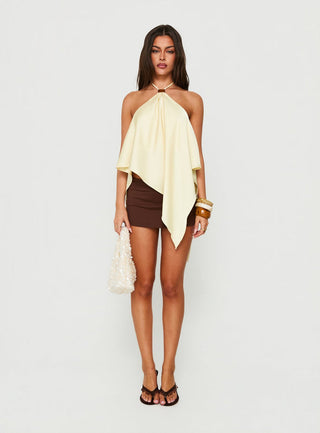Lisada Halter Asymmetrical Top Lemon
