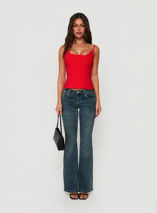 Renaissance Corset Lace Top Red