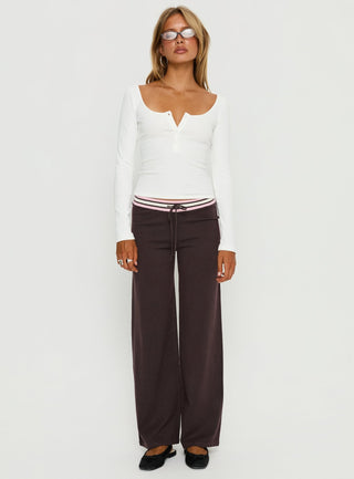 Felisha Low Waist Knit Pants Brown