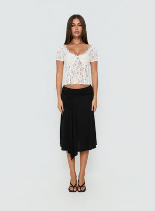 Miquela Short Sleeve Corset Lace Top White