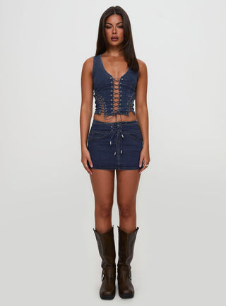 Edenette Top Mid Blue Wash