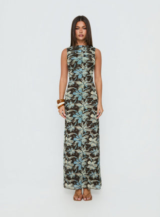 Undeniable Cut Out Maxi Dress Brown Floral Multi