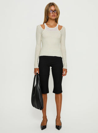 Ceyla Layered Long Sleeve Top White  Stripe