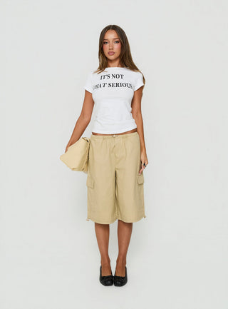 Allyza Baggy Cargo Shorts Stone