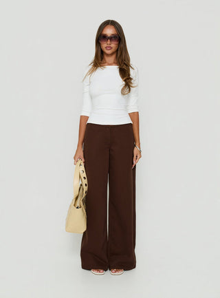 Hereos Mid Rise Baggy Leg Jeans Washed Chocolate