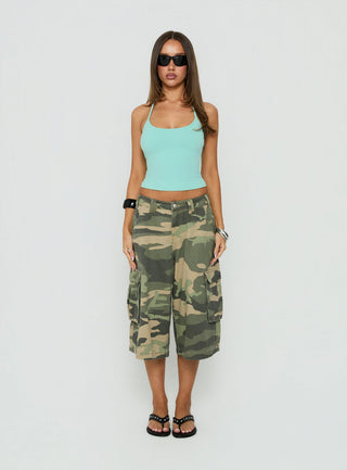Daily Define Thin Strap Halter Tank Top Turquoise