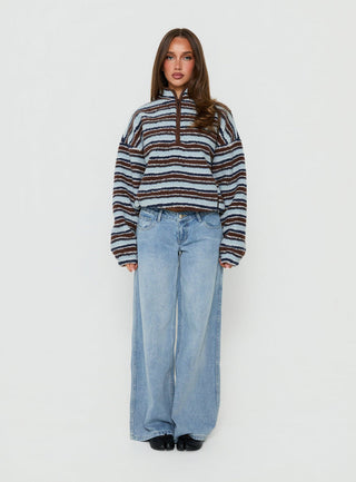 Quinee Polar Fleece Sweatshirt Brown / Blue Multi