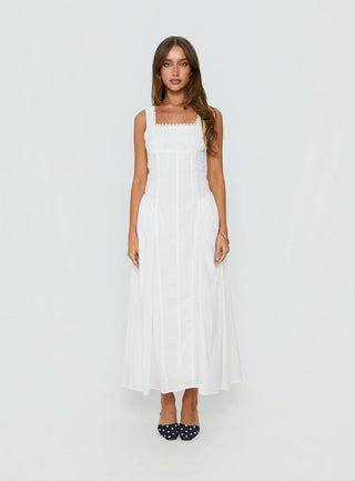 Mariette Panelled Midi Dress White