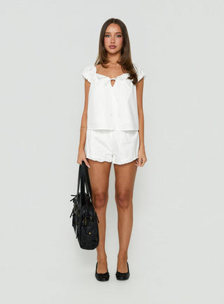 Luceah Tie Detail Babydoll Top White