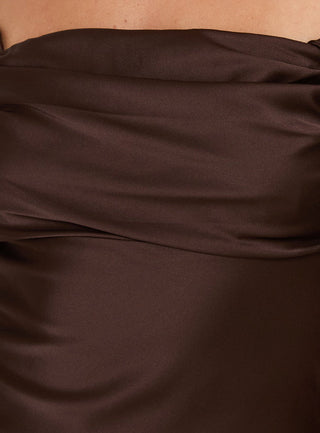 Zabbarra Off The Shoulder Mini Dress Chocolate