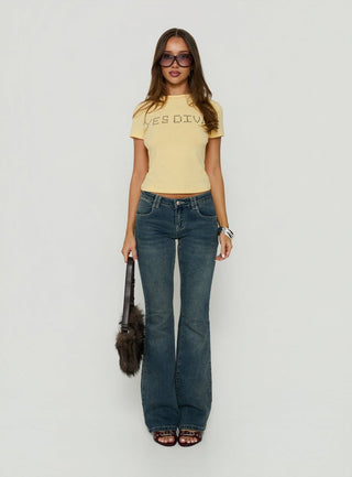 Yes Diva Graphic Baby Tee Yellow