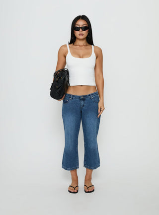 Hierarchy Low Rise 3/4 Length Jeans Mid Wash