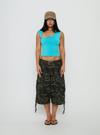 Tannen Cut Out Tank Top Cyan