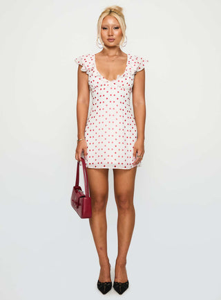 I Guess So Mini Dress White  Burgundy