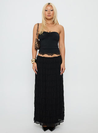 Brownie Points Lace Trim Strapless Top Black