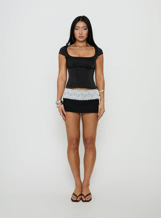 Willema Satin Scoop Tailored Top Black