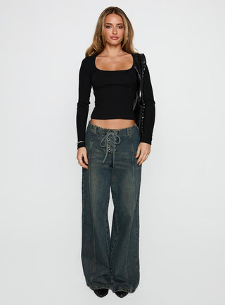 Baseline Rib Long Sleeve Top Black