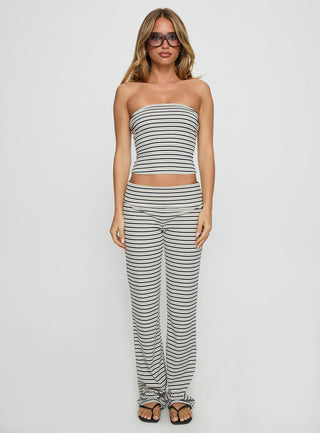 Ace Of Spades Strapless Set Navy  Grey Stripe