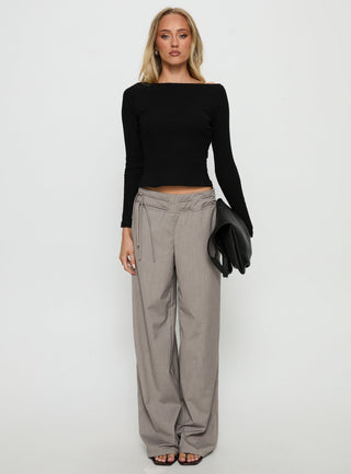 Tashana Long Sleeve Boat Neck Top Black