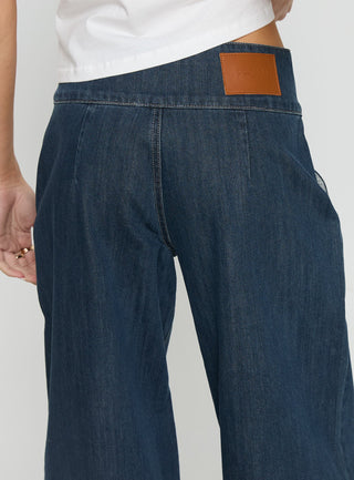 Nikoletta Foldover Jeans Dark Wash  Check
