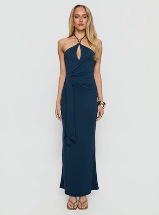 Kaydiana Halter Keyhole Maxi Dress Navy