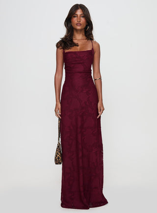 Celena Maxi Dress Burgundy Burnout Petite