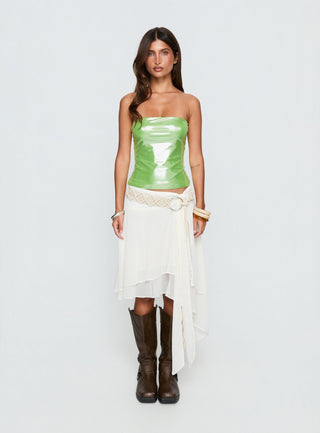 Mistyque Strapless Metallic Top Lime
