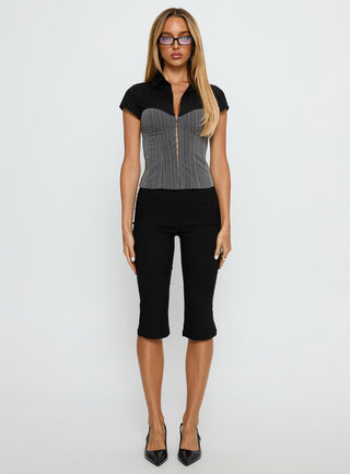 Bobette Corset Top Black  Grey