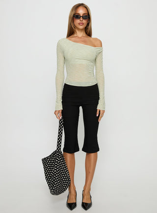 Synergies Long Sleeve Top Sage  White Stripe