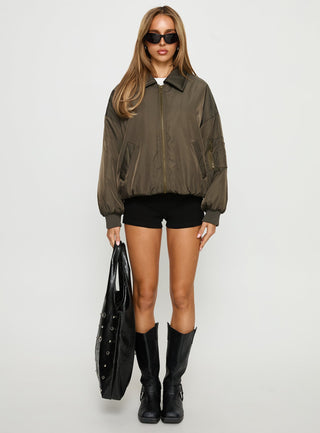 Say Less Bomber Jacket Khaki