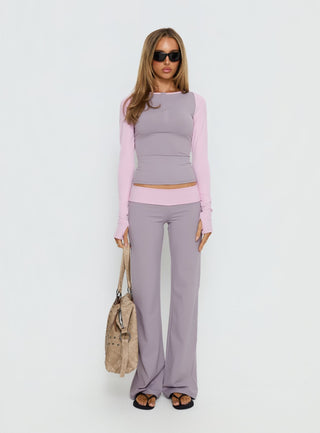 Kobee Jersey Long Sleeve Layering Top Slate  Dusty Pink